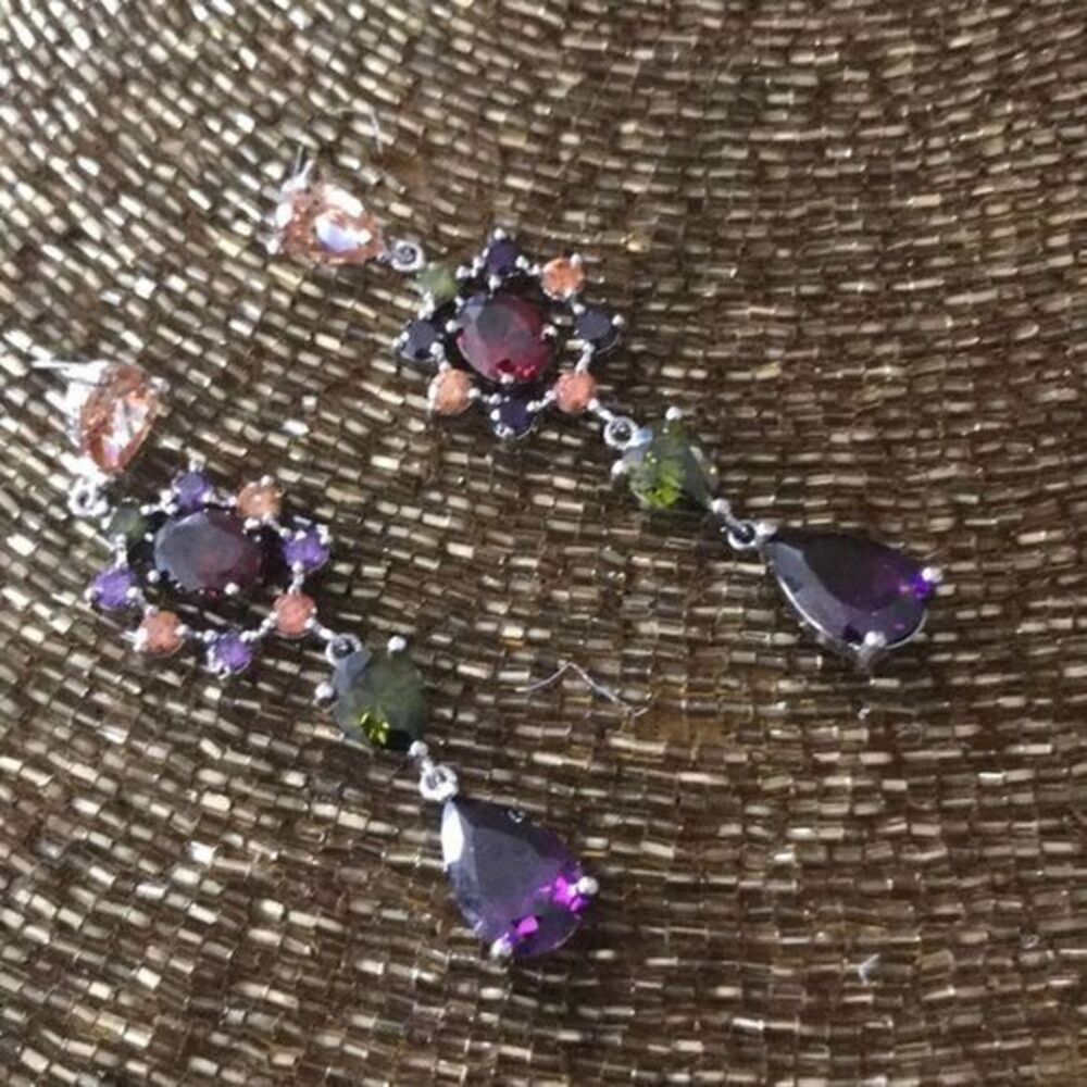 Crystal Colored drop tier Earrings